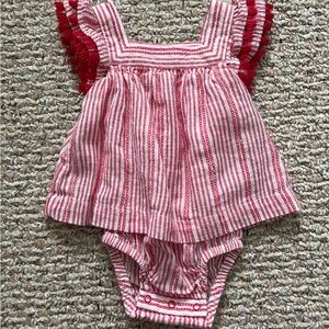 Cat & Jack Res and White Striped Baby Outfit